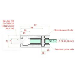 Svorka plochá na jokel 40 x 40 mm, brúsená nerez AISI 304 Svorka plochá na jokel 40 x 40 mm, brúsená nerez AISI 304